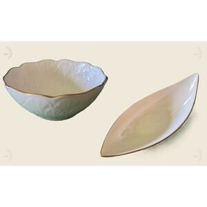 Lenox Ivory Gold Rim Candy Relish Dish Pair Olympia Greenfield Vintage